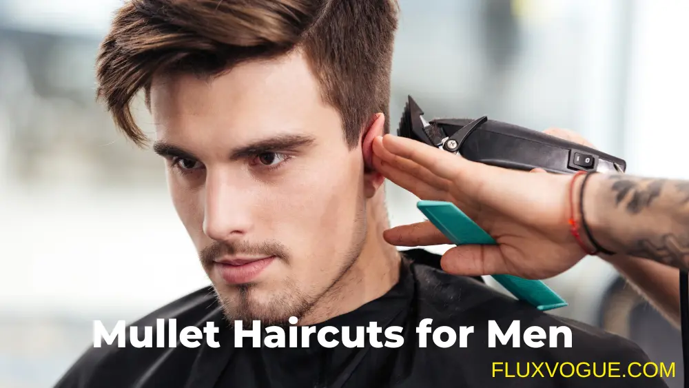 "A barber giving a stylish mullet haircut to a young man, showcasing trendy and modern men's hairstyles."