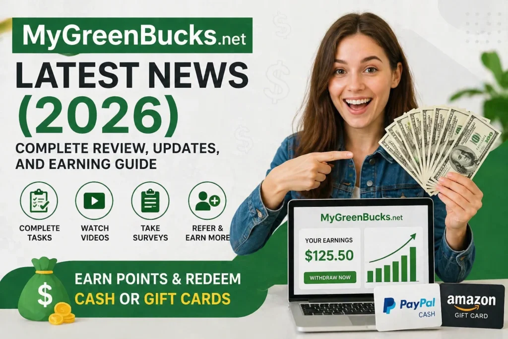 MyGreenBucks.net latest news 2026 earning platform review and payout guide